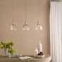 Hadano 3 Light Bar Pendant Antique Chrome and Scalloped Bell Glass