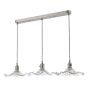 Hadano 3 Light Bar Pendant Antique Chrome and Wavy Glass
