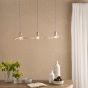 Hadano 3 Light Bar Pendant Antique Chrome and Wavy Glass