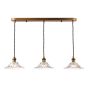 Hadano 3 Light Bar Pendant Antique Bronze with Clear Flared Glass Shades