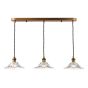 Hadano 3 Light Bar Pendant Antique Bronze with Clear Flared Glass Shades