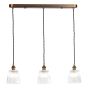 Hadano 3 Light Bar Pendant Antique Bronze with Clear Ribbed Glass Shades
