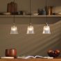 Hadano 3 Light Bar Pendant Antique Bronze with Clear Ribbed Glass Shades