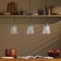 Hadano 3 Light Bar Pendant Antique Bronze with Clear Ribbed Glass Shades