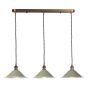 Hadano 3 Light Bar Pendant Antique Bronze with Matt Cashmere/Taupe Metal Shades 18cm