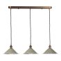 Hadano 3 Light Bar Pendant Antique Bronze with Matt Cashmere/Taupe Metal Shades 18cm