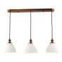 Hadano 3 Light Bar Pendant Antique Bronze with White Domed Ceramic Shades