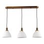 Hadano 3 Light Bar Pendant Antique Bronze with White Domed Ceramic Shades