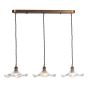 Hadano 3 Light Bar Pendant Antique Bronze with Wavy Glass Shades