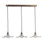 Hadano 3 Light Bar Pendant Antique Bronze with Wavy Glass Shades
