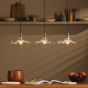 Hadano 3 Light Bar Pendant Antique Bronze with Wavy Glass Shades