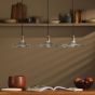 Hadano 3 Light Bar Pendant Antique Bronze with Wavy Glass Shades