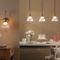 Hadano 3 Light Bar Pendant Antique Bronze with Domed Ribbed Glass Shades