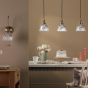 Hadano 3 Light Bar Pendant Antique Bronze with Domed Ribbed Glass Shades