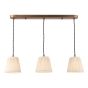 Hadano 3 Light Bar Pendant Antique Bronze with Natural Linen Pleated Shades