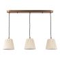 Hadano 3 Light Bar Pendant Antique Bronze with Natural Linen Pleated Shades