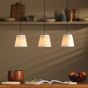 Hadano 3 Light Bar Pendant Antique Bronze with Natural Linen Pleated Shades
