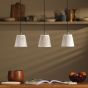 Hadano 3 Light Bar Pendant Antique Bronze with Natural Linen Pleated Shades