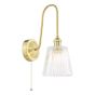 Hadano Wall Light Natural Brass and Ribbed Glass