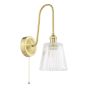 Hadano Wall Light Natural Brass and Ribbed Glass