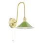 Hadano Wall Light Natural Brass and Matt Green
