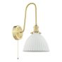 Hadano Wall Light Natural Brass and White Ceramic