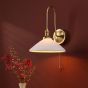 Hadano Wall Light Natural Brass and White Ceramic