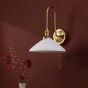 Hadano Wall Light Natural Brass and White Ceramic
