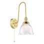 Hadano Tall Wall Light Natural Brass with Domed Ribbed Glass Shade