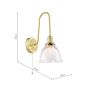 Hadano Tall Wall Light Natural Brass with Domed Ribbed Glass Shade