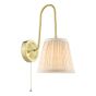 Hadano Wall Light Natural Brass with Natural Linen Pleated Shades