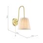 Hadano Wall Light Natural Brass with Natural Linen Pleated Shades