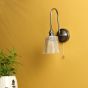 Hadano Wall Light Antique Chrome and Ribbed Glass