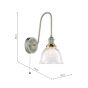 Hadano Tall Wall Light Antique Chrome with Domed Ribbed Glass Shade
