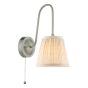 Hadano Wall Light Antique Chrome with Natural Linen Pleated Shade