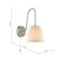 Hadano Wall Light Antique Chrome with Natural Linen Pleated Shade