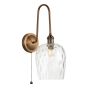 Hadano Tall Wall Light Antique Bronze with Clear Dimpled Glass Shade