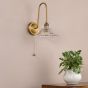 Hadano Tall Wall Light Antique Bronze with Clear Flared Glass Shade