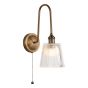 Hadano Tall Wall Light Antique Bronze with Clear Ribbed Glass Shade