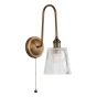 Hadano Tall Wall Light Antique Bronze with Clear Ribbed Glass Shade
