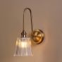 Hadano Tall Wall Light Antique Bronze with Clear Ribbed Glass Shade
