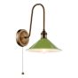 Hadano Tall Wall Light Antique Bronze with Gloss Green Metal Shade 18cm