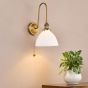 Hadano Tall Wall Light Antique Bronze with White Domed Ceramic Shade