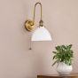 Hadano Tall Wall Light Antique Bronze with White Domed Ceramic Shade