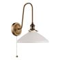 Hadano Tall Wall Light Antique Bronze with White Shallow Ceramic Shade