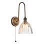Hadano Tall Wall Light Antique Bronze with Scalloped Bell Glass Shade