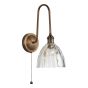 Hadano Tall Wall Light Antique Bronze with Scalloped Bell Glass Shade