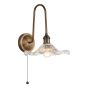 Hadano Tall Wall Light Antique Bronze with Wavy Glass Shade