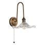 Hadano Tall Wall Light Antique Bronze with Wavy Glass Shade