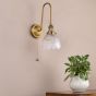 Hadano Tall Wall Light Antique Bronze with Domed Ribbed Glass Shade